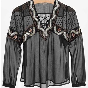 Buckle Sixes & Sevens Embellished Boho Sheer Top